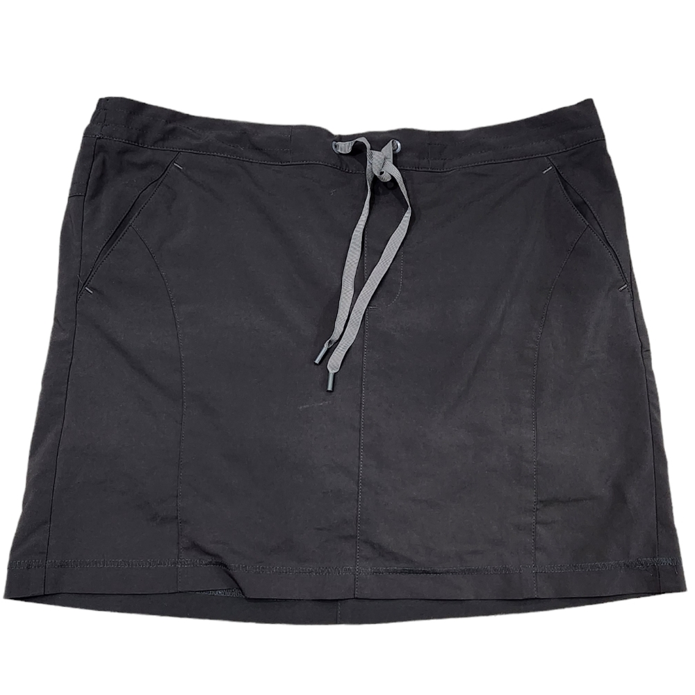 Eddie Bauer Black Pull on Elastic Waist  Drawstring Skort Skirt Pockets M
